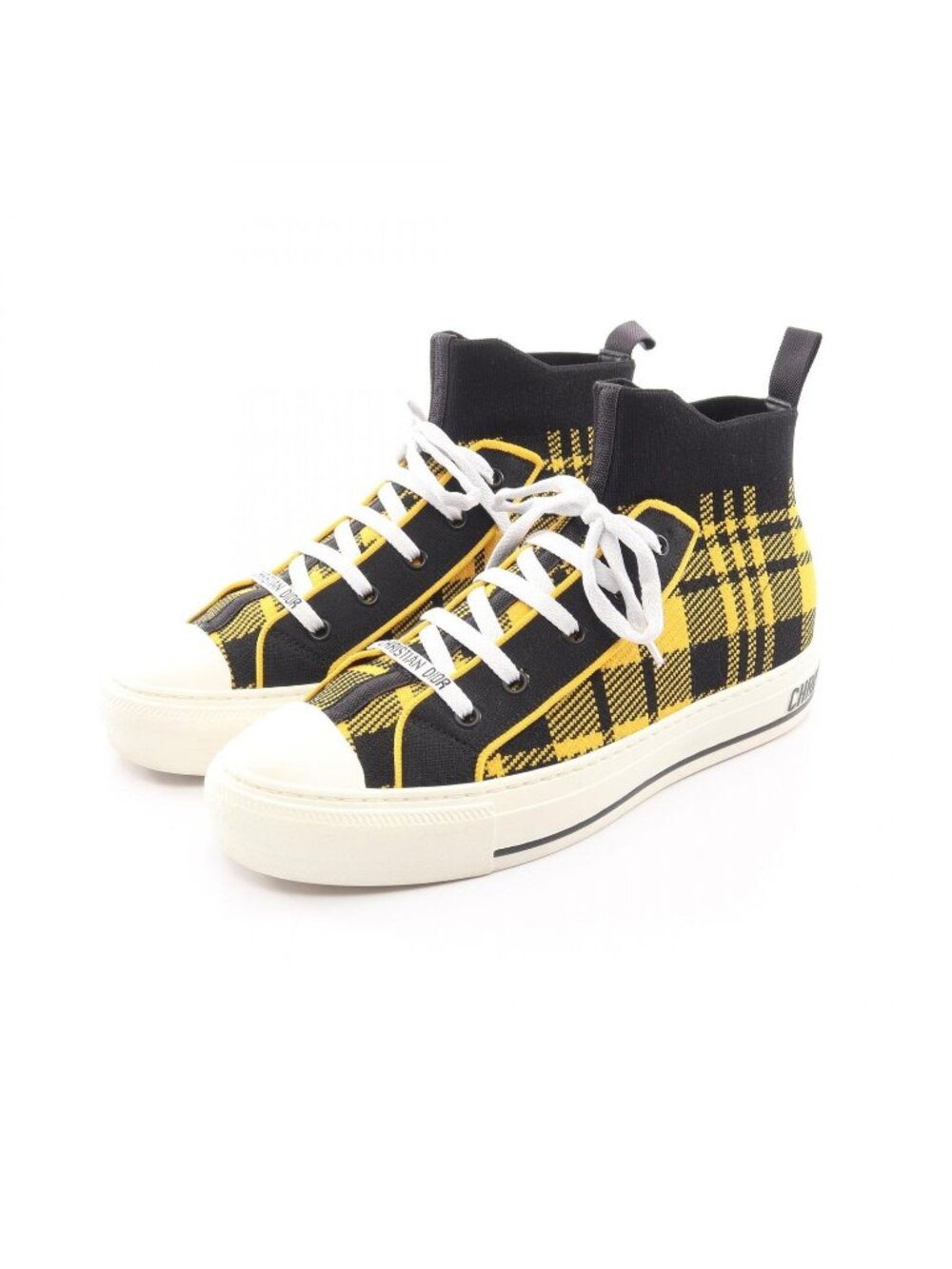 Dior Sneakers Walk'n'Dior High Top Check Yellow Fabric